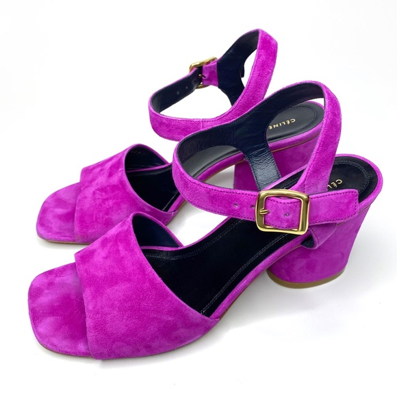 Authentic Céline Vibrant Purple Heeled Sandals 7.5